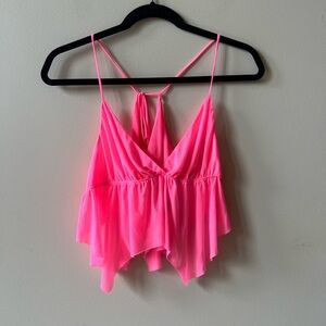 Urban Outfitters Pink Asymmetrical Tie Front Camisole